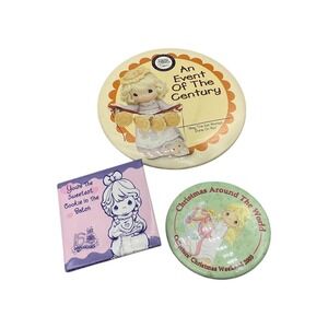 Precious Moments Buttons Pins Lot of 3 collectible pins